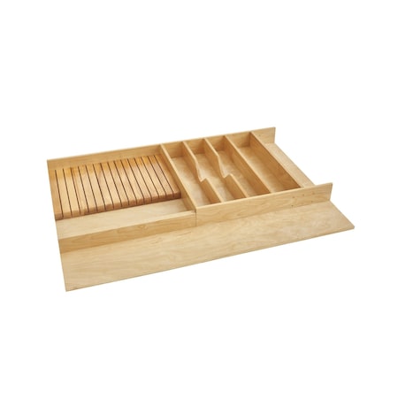 Rev-A-Shelf Drawer Insert, Maple Veneer, Light Brown, 33.13 in W, 2.88 in H, 22 in D, 22 in L, Light Brown 4WUTKB-36-1